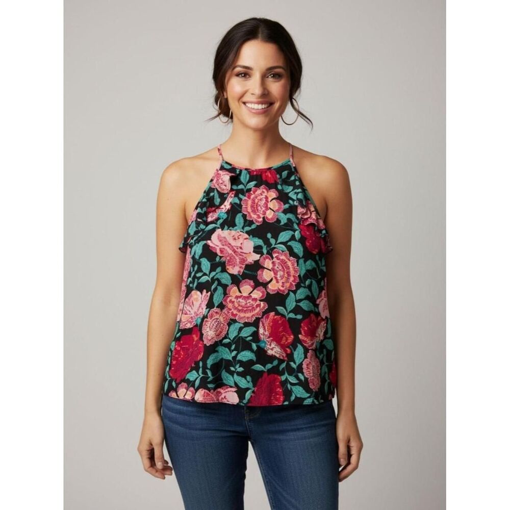 Elle Women's Black and Pink Vest